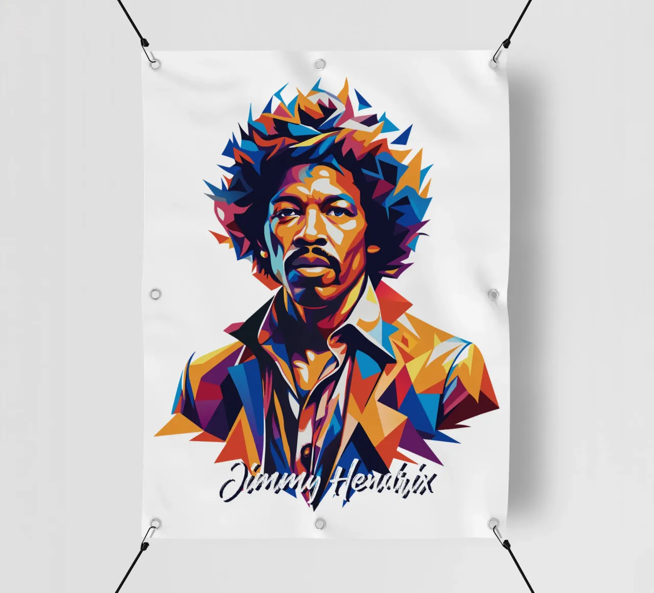 Ritratto di Jimmy Hendrix in WPAP Pop Art telo in pvc da vectorartnesia