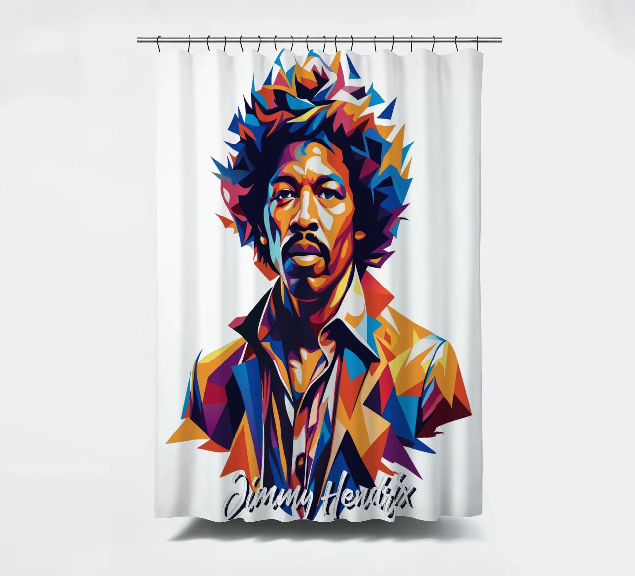 Ritratto di Jimmy Hendrix in WPAP Pop Art tenda da doccia da vectorartnesia