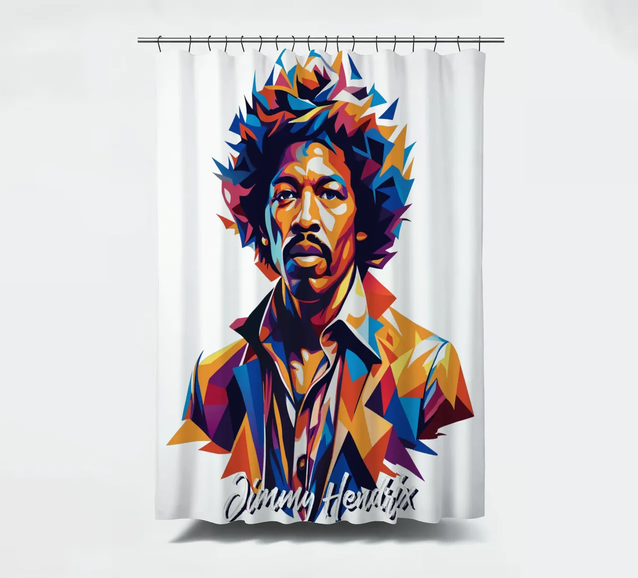 Ritratto di Jimmy Hendrix in WPAP Pop Art tenda da doccia da vectorartnesia