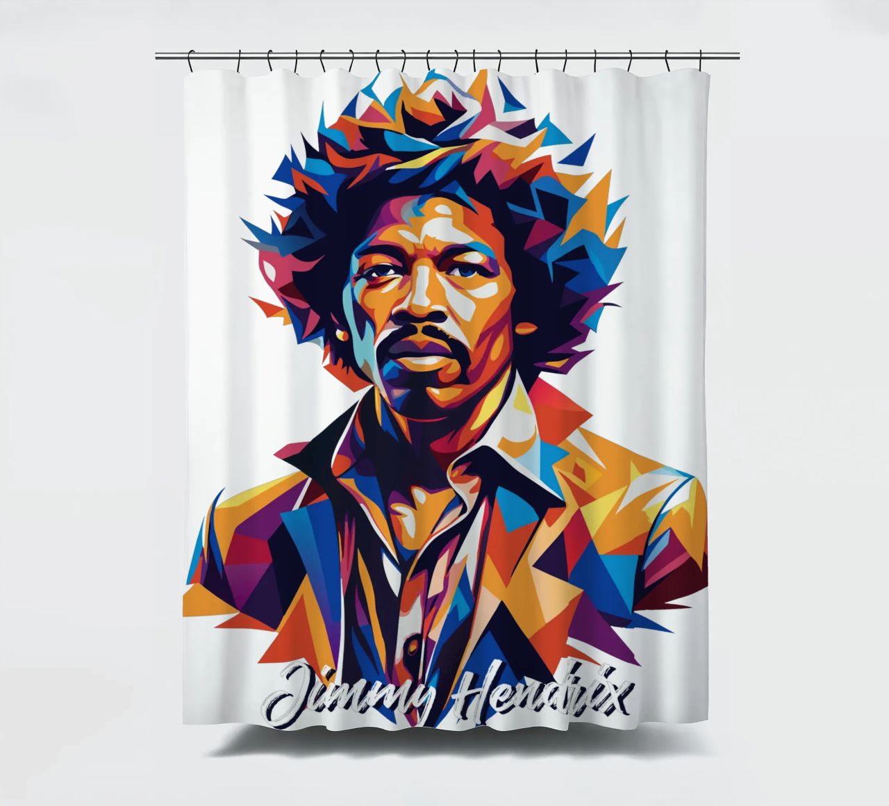 Ritratto di Jimmy Hendrix in WPAP Pop Art tenda da doccia da vectorartnesia