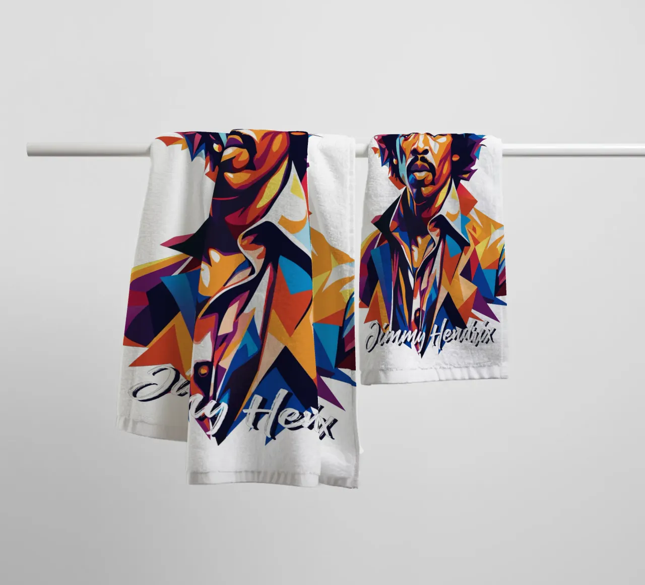 Ritratto di Jimmy Hendrix in WPAP Pop Art asciugamano da bagno da vectorartnesia