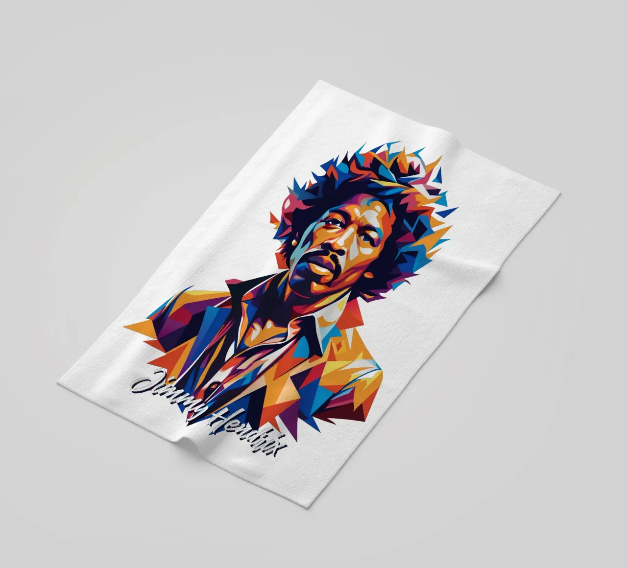 Ritratto di Jimmy Hendrix in WPAP Pop Art telo mare da vectorartnesia