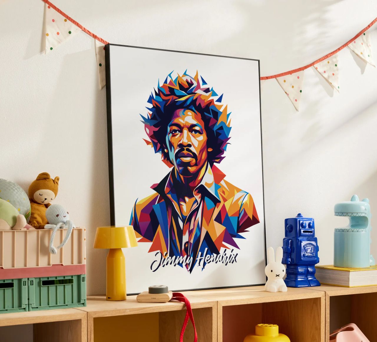 Ritratto di Jimmy Hendrix in WPAP Pop Art alluminio dibond da vectorartnesia