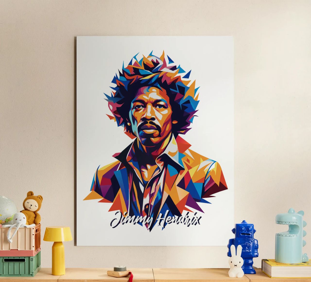 Ritratto di Jimmy Hendrix in WPAP Pop Art alluminio dibond da vectorartnesia