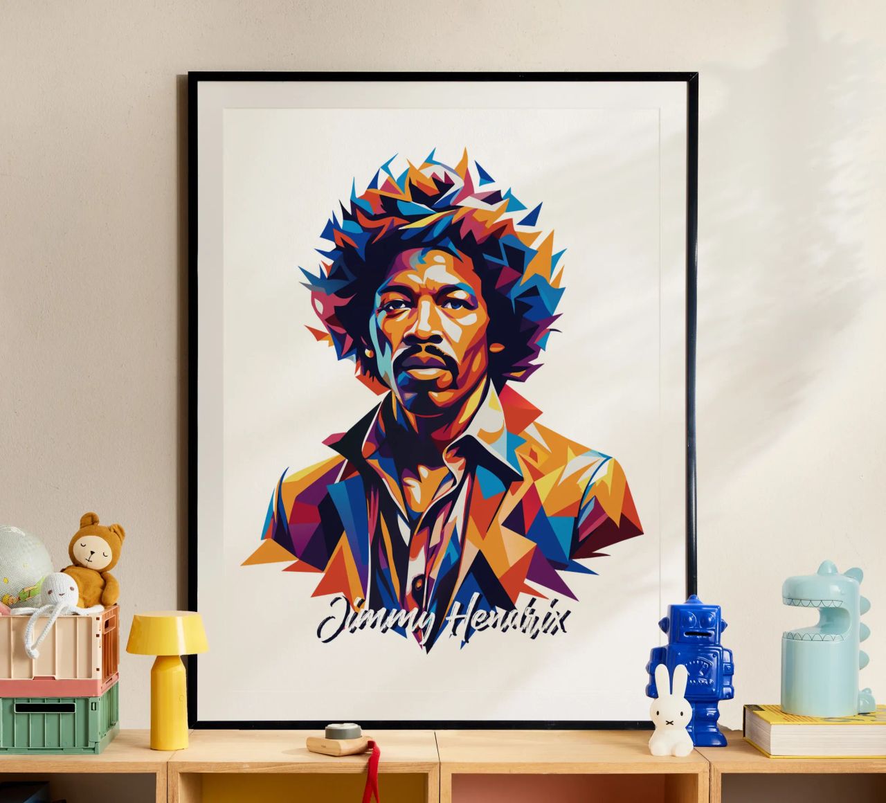 Ritratto di Jimmy Hendrix in WPAP Pop Art carta hahnemühle da vectorartnesia