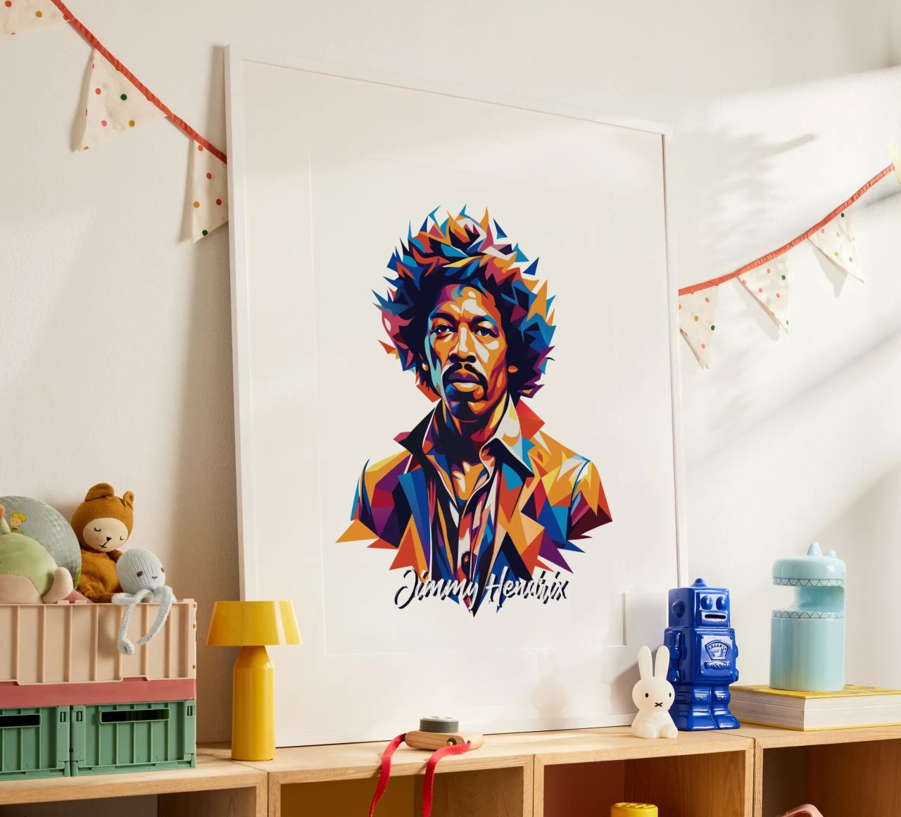 Ritratto di Jimmy Hendrix in WPAP Pop Art carta hahnemühle da vectorartnesia