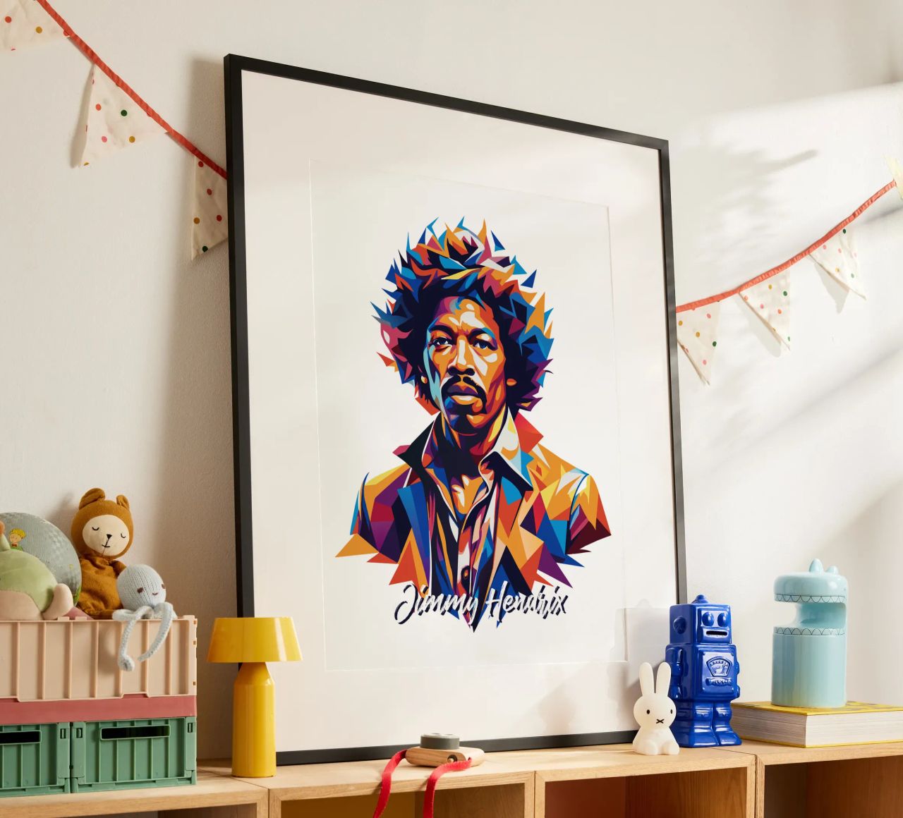 Ritratto di Jimmy Hendrix in WPAP Pop Art carta hahnemühle da vectorartnesia