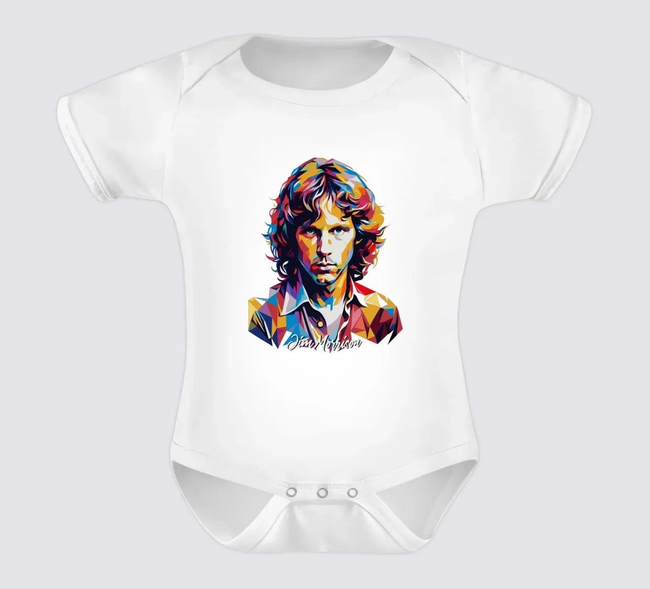 Ritratto di Jim Morrison in WPAP Pop Art body neonato maniche corte da vectorartnesia