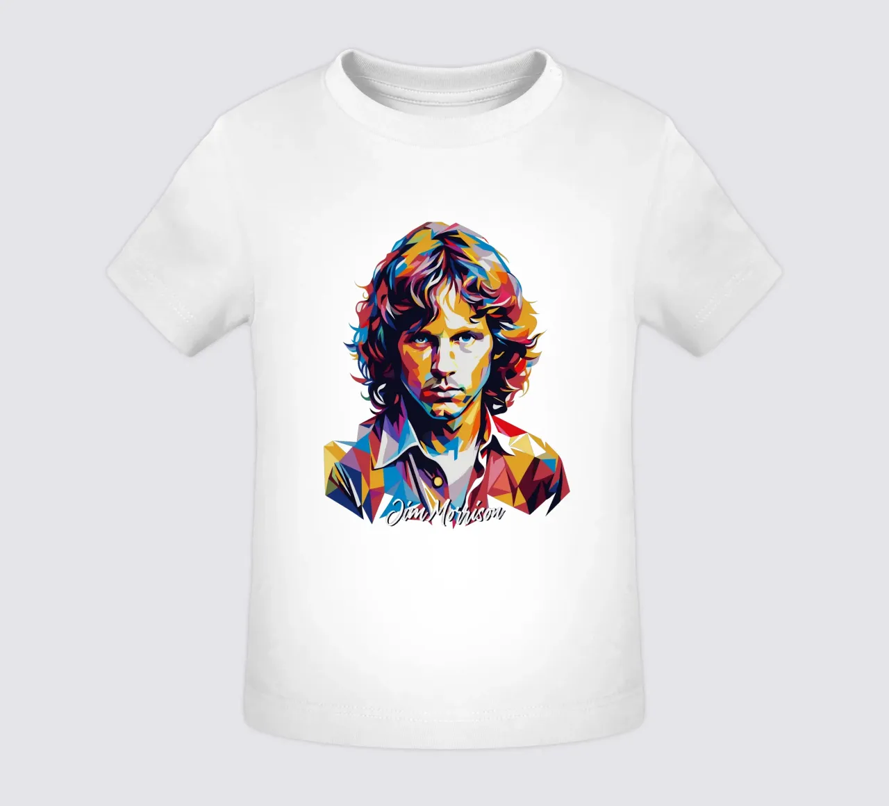 Ritratto di Jim Morrison in WPAP Pop Art maglietta neonato da vectorartnesia