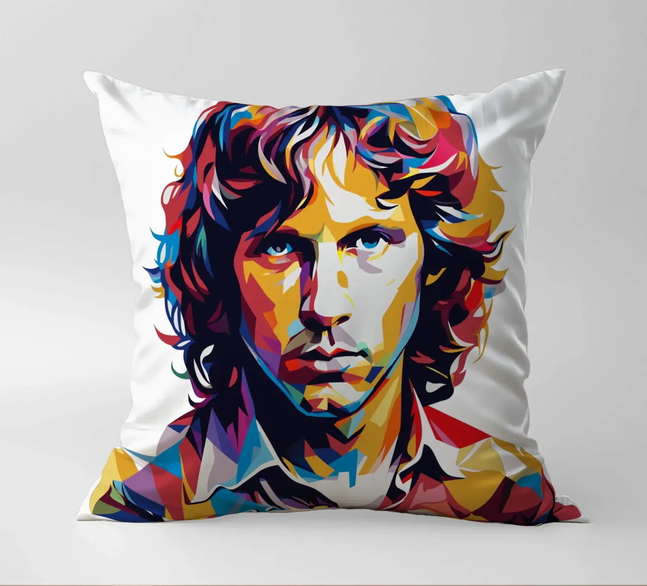 Ritratto di Jim Morrison in WPAP Pop Art cuscino da vectorartnesia