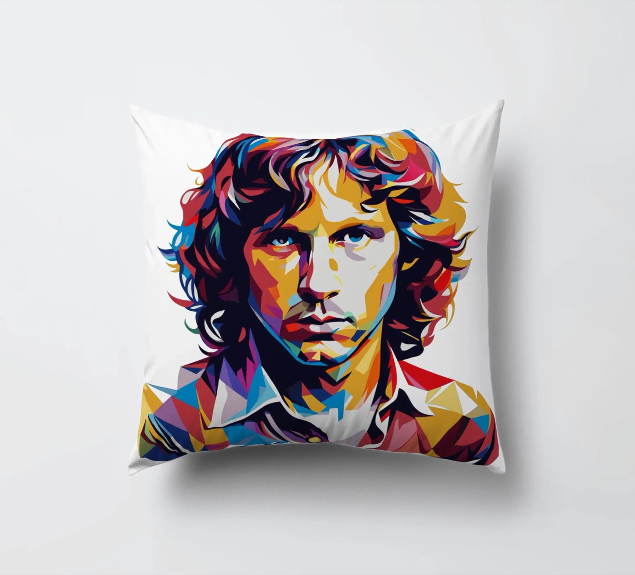 Ritratto di Jim Morrison in WPAP Pop Art cuscino da vectorartnesia