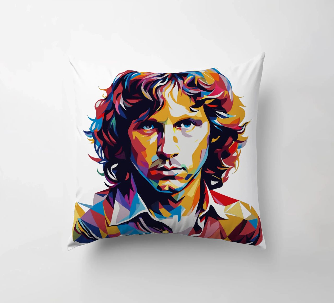 Ritratto di Jim Morrison in WPAP Pop Art cuscino da vectorartnesia