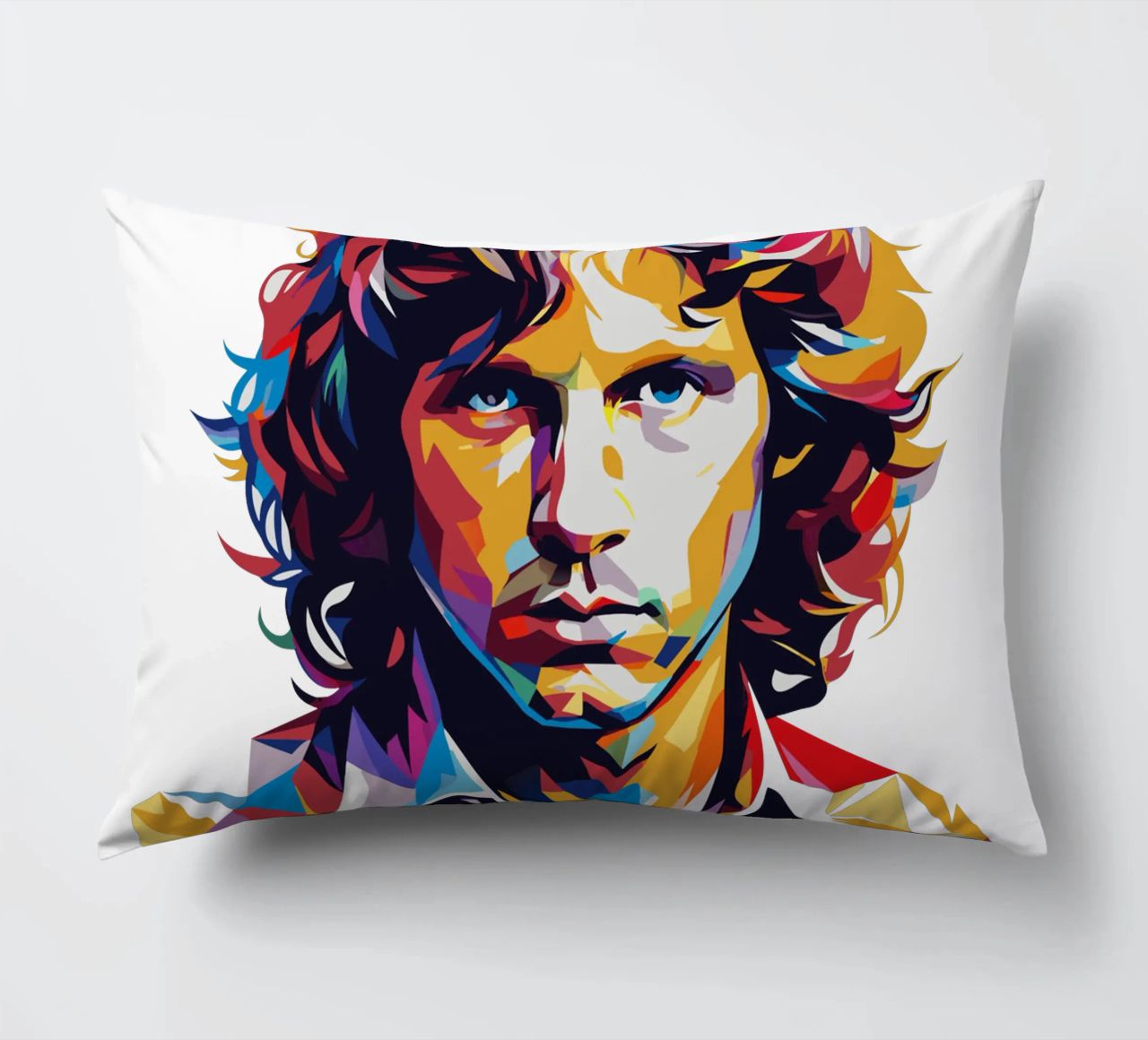 Ritratto di Jim Morrison in WPAP Pop Art cuscino da vectorartnesia