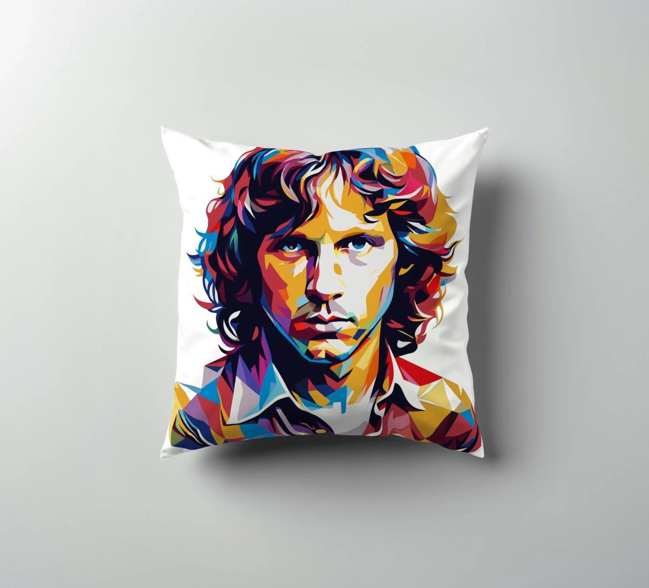 Ritratto di Jim Morrison in WPAP Pop Art cuscino da vectorartnesia