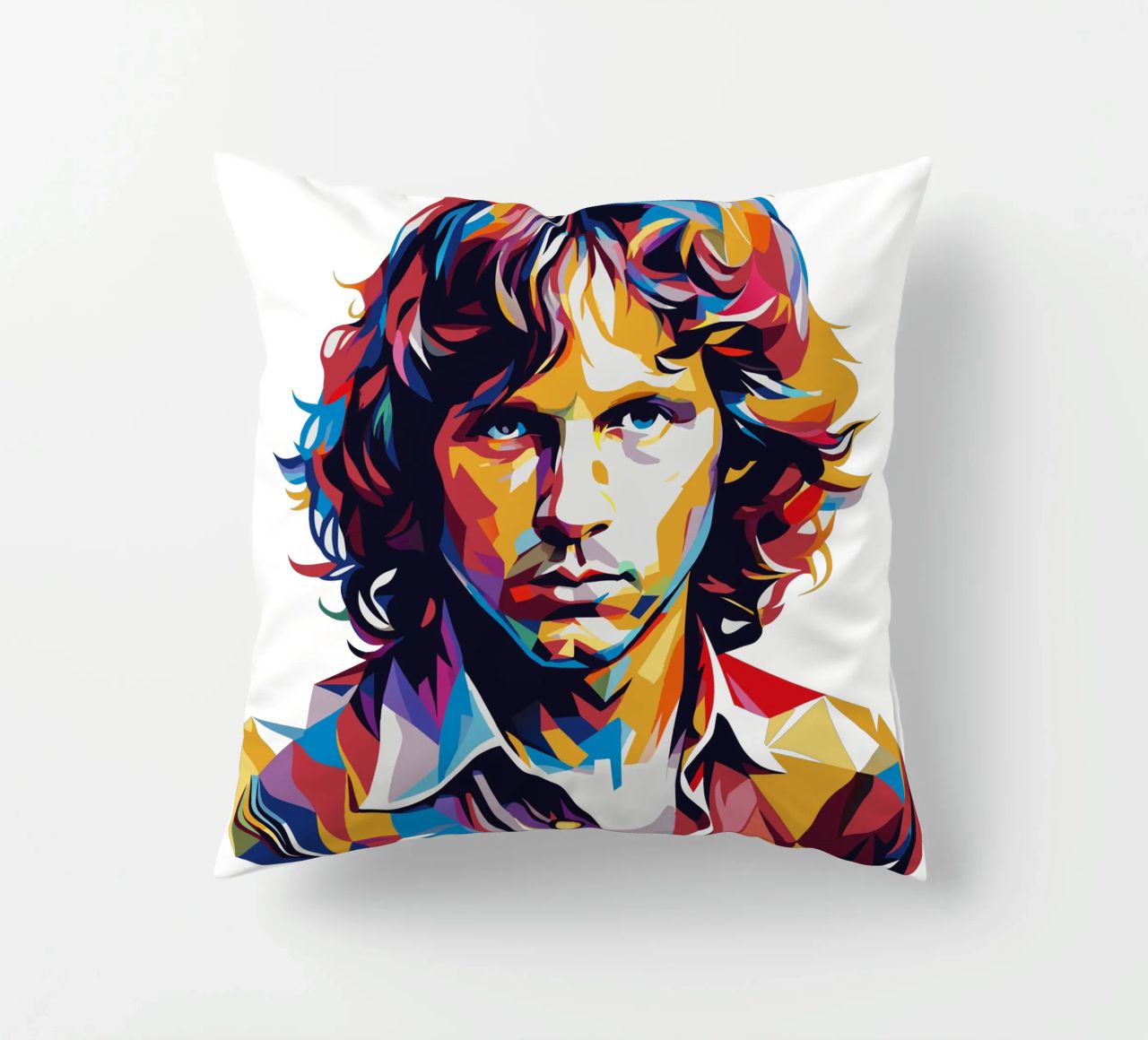 Ritratto di Jim Morrison in WPAP Pop Art cuscino da vectorartnesia
