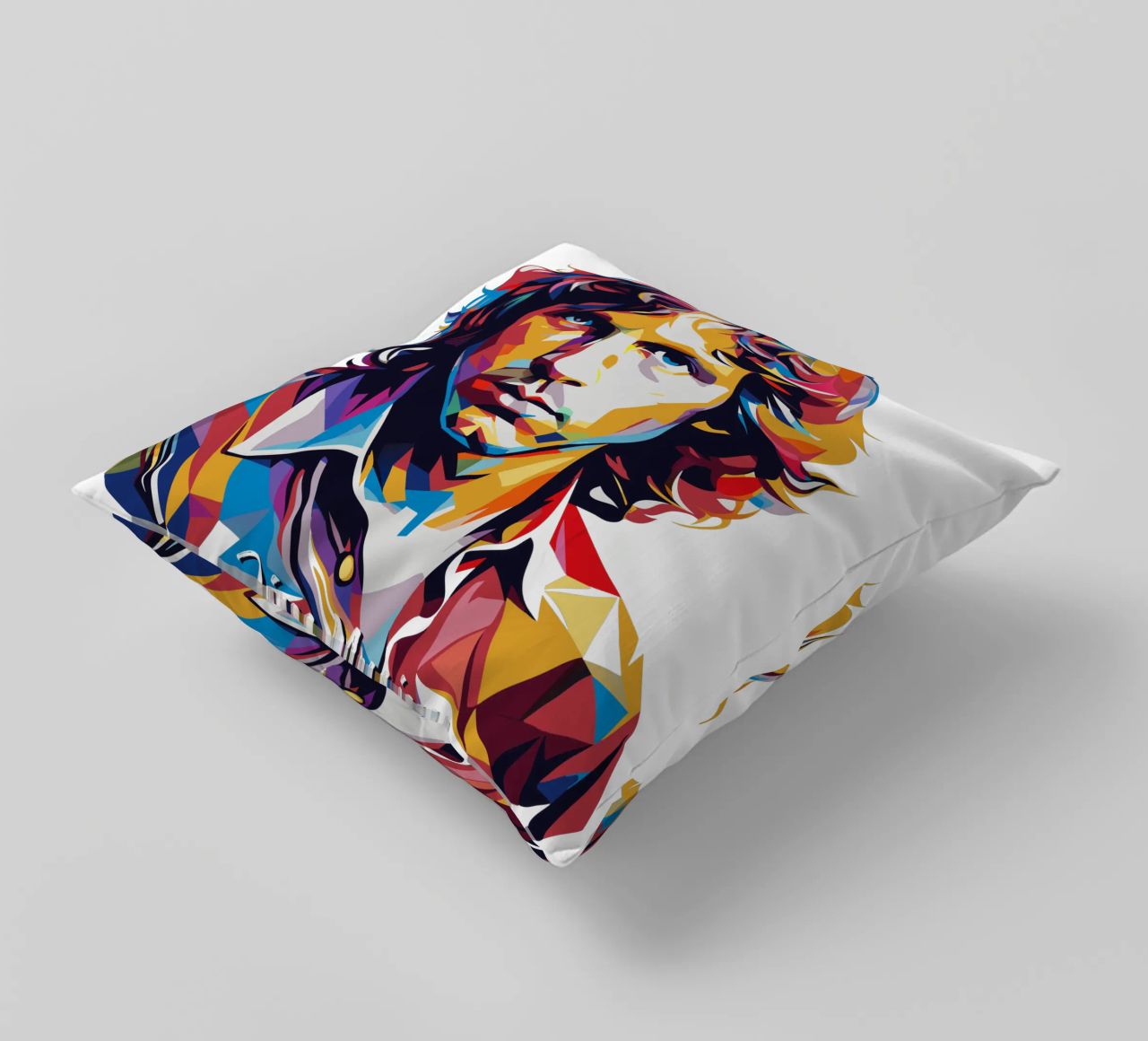 Ritratto di Jim Morrison in WPAP Pop Art cuscino da vectorartnesia