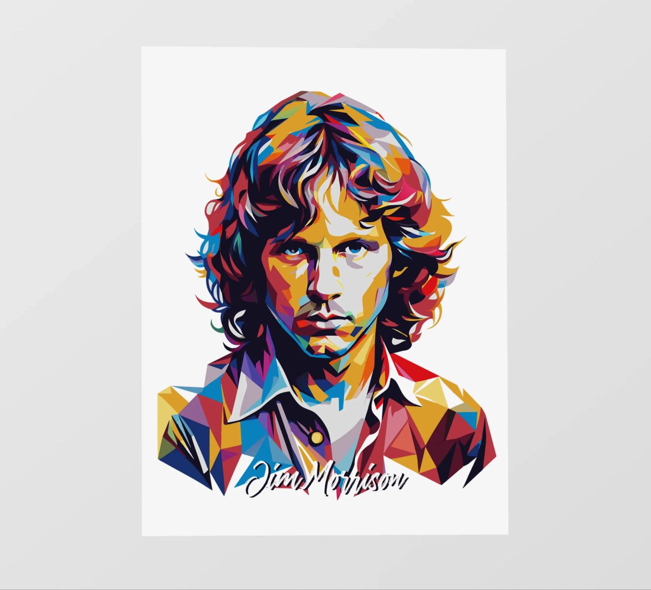 Ritratto di Jim Morrison in WPAP Pop Art pellicola backlit da vectorartnesia