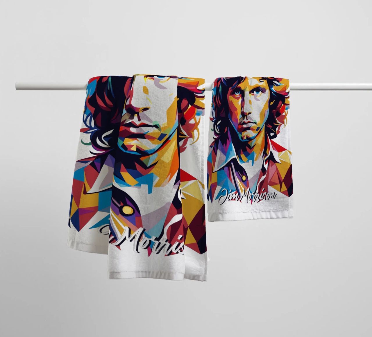 Ritratto di Jim Morrison in WPAP Pop Art asciugamano da bagno da vectorartnesia