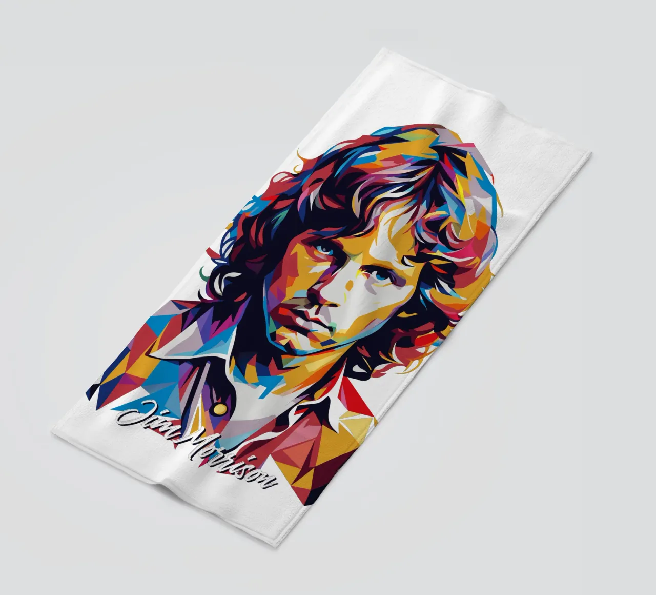 Ritratto di Jim Morrison in WPAP Pop Art telo mare da vectorartnesia