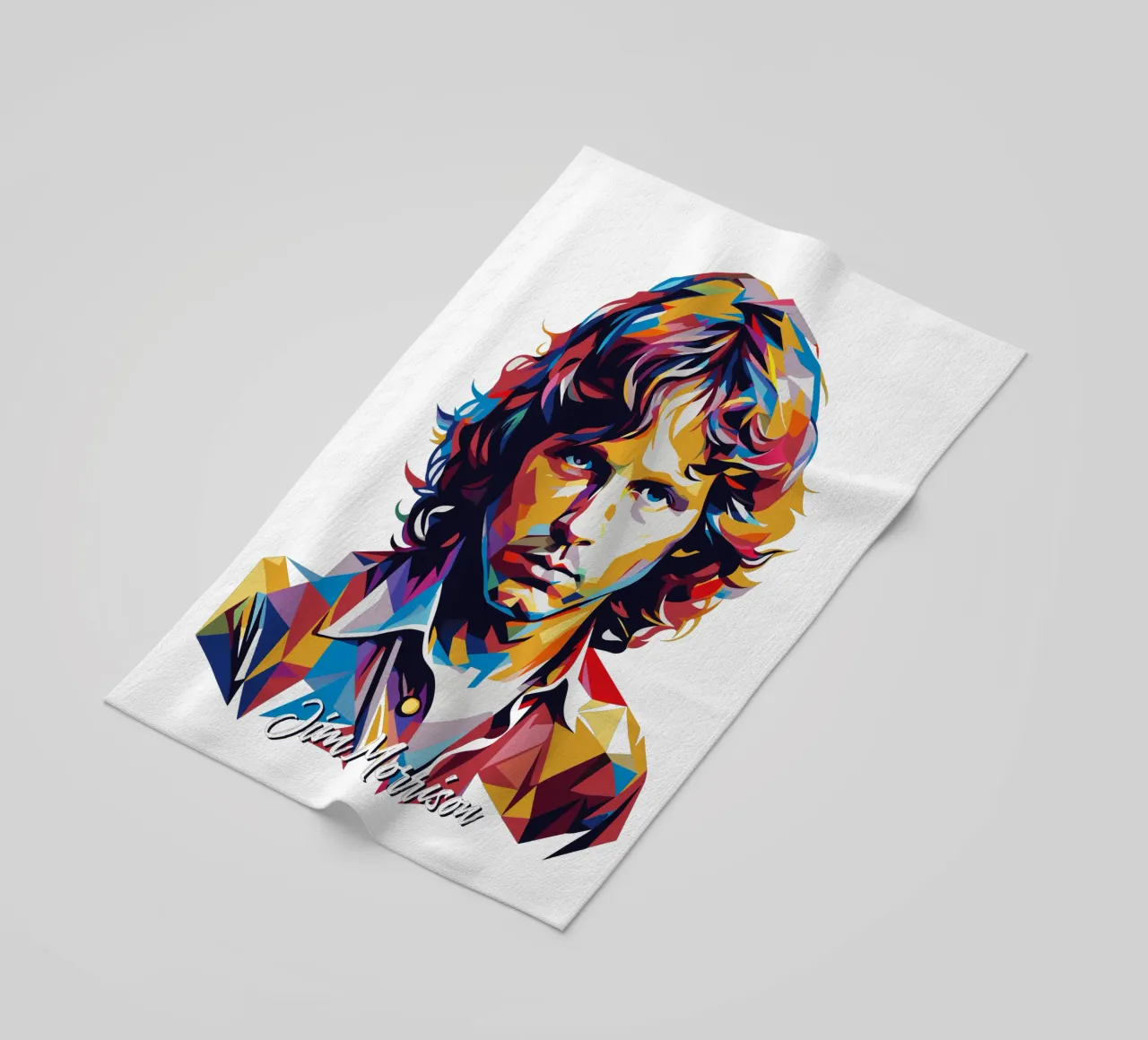 Ritratto di Jim Morrison in WPAP Pop Art telo mare da vectorartnesia