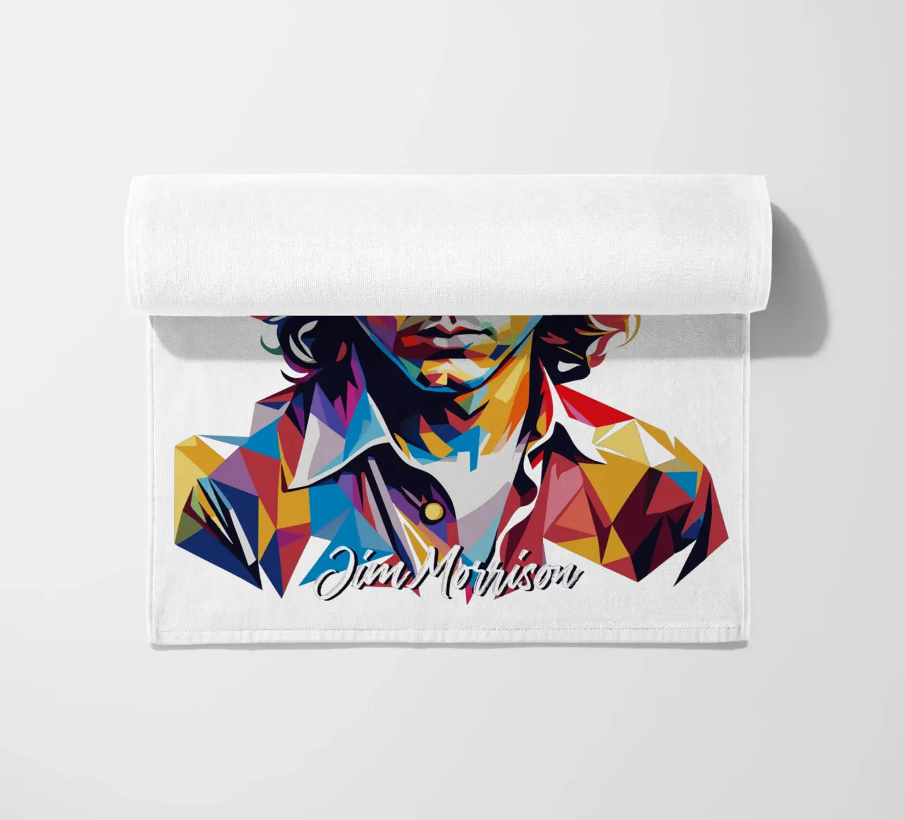 Ritratto di Jim Morrison in WPAP Pop Art telo mare da vectorartnesia