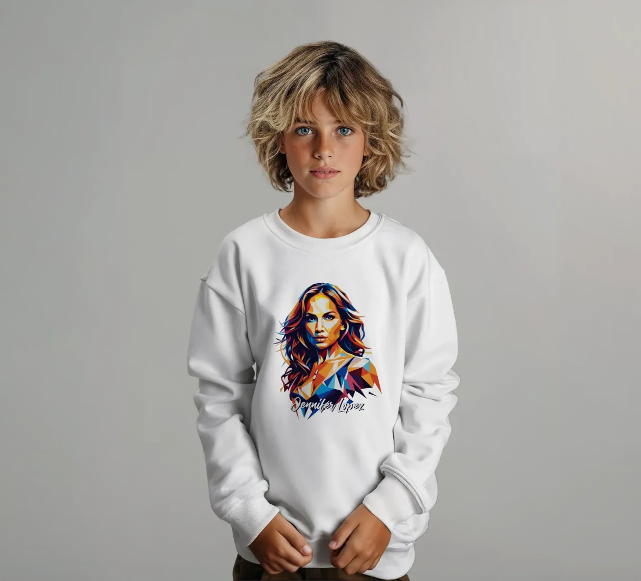 Jennifer Lopez Portrait in WPAP Pop Art felpa bambino da vectorartnesia