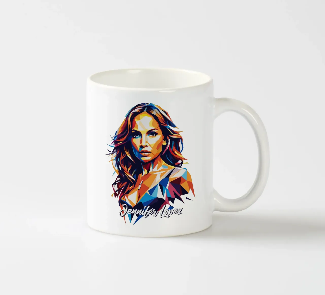 Jennifer Lopez Portrait in WPAP Pop Art tazza in ceramica da vectorartnesia