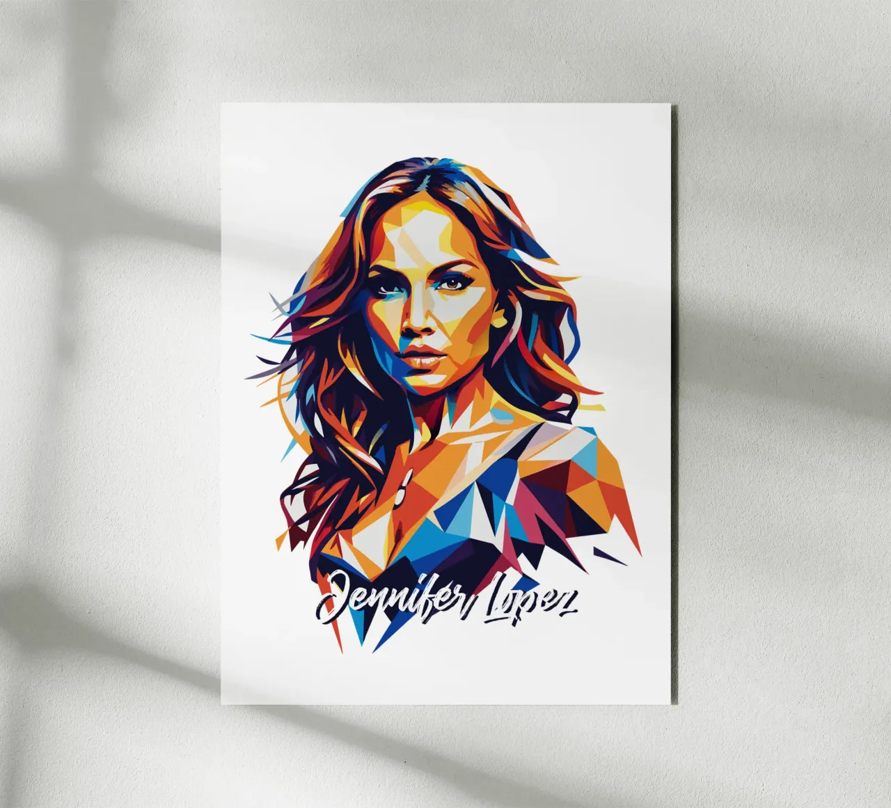 Jennifer Lopez Portrait in WPAP Pop Art alluminio dibond da vectorartnesia