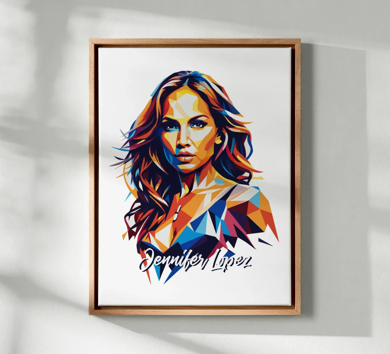 Jennifer Lopez Portrait in WPAP Pop Art tela con Cornice a cassetta da vectorartnesia