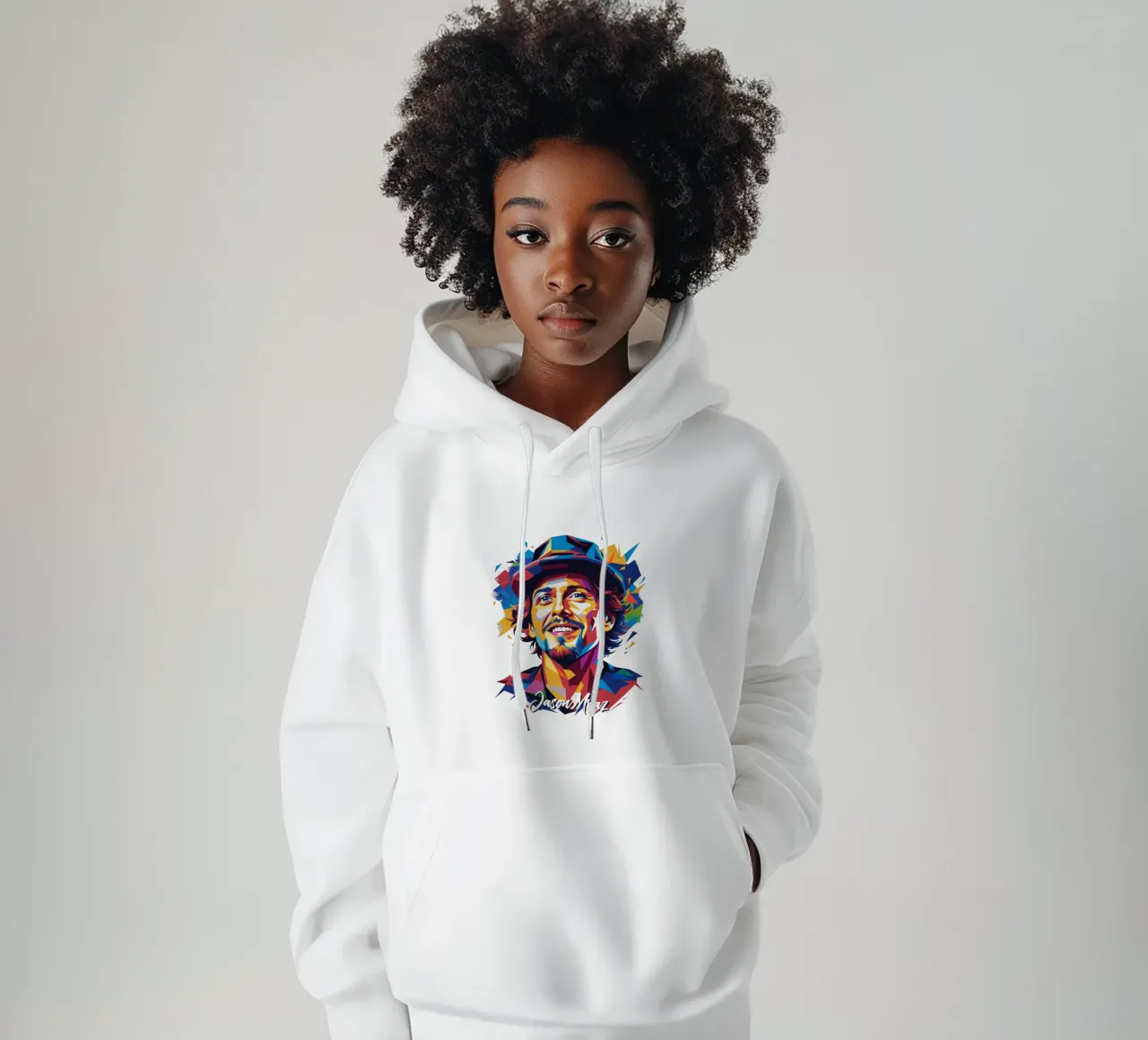 Jason Mraz Portrait in WPAP Pop Art felpa con cappuccio da vectorartnesia