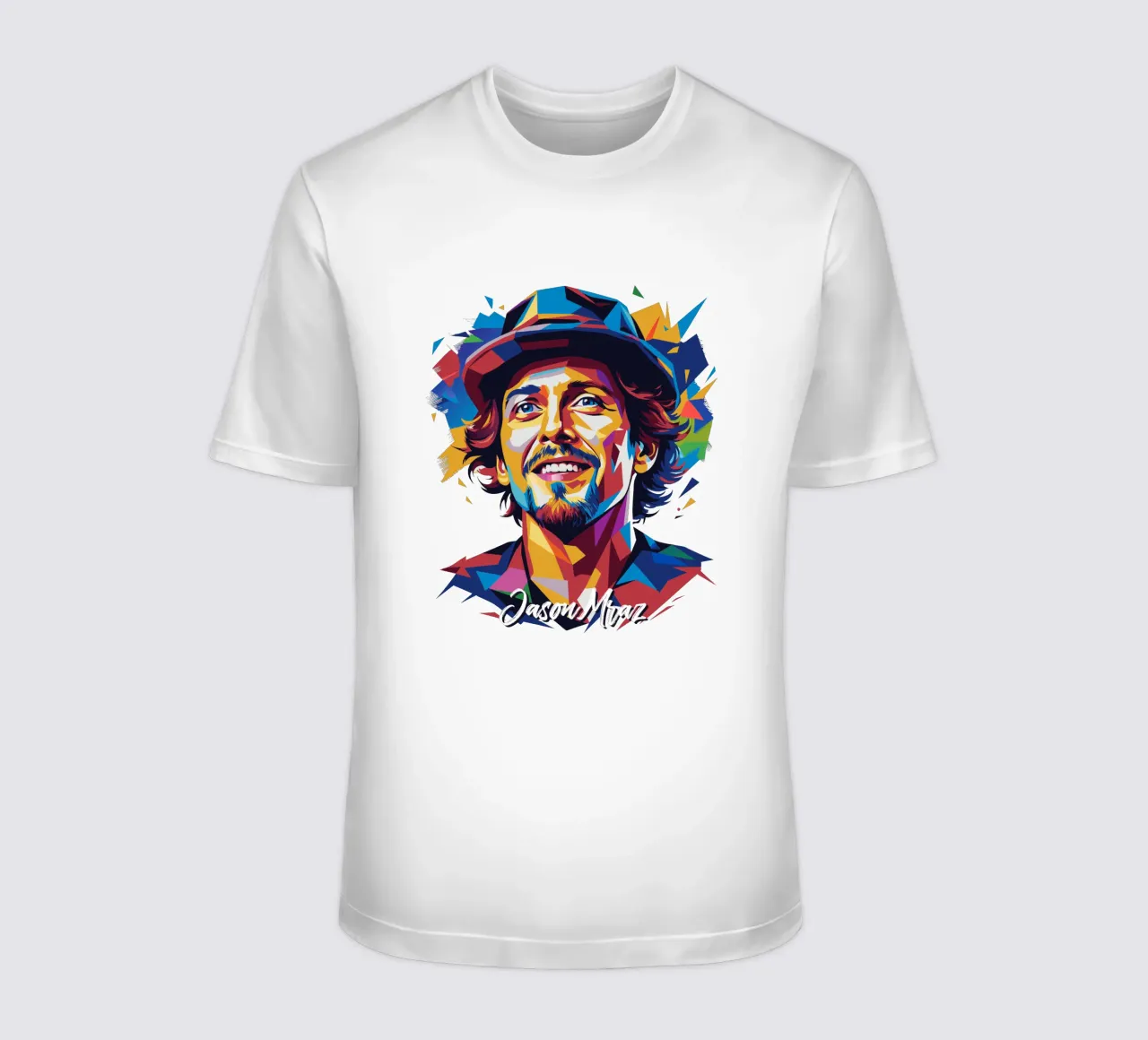 Jason Mraz Portrait in WPAP Pop Art t-shirt da vectorartnesia
