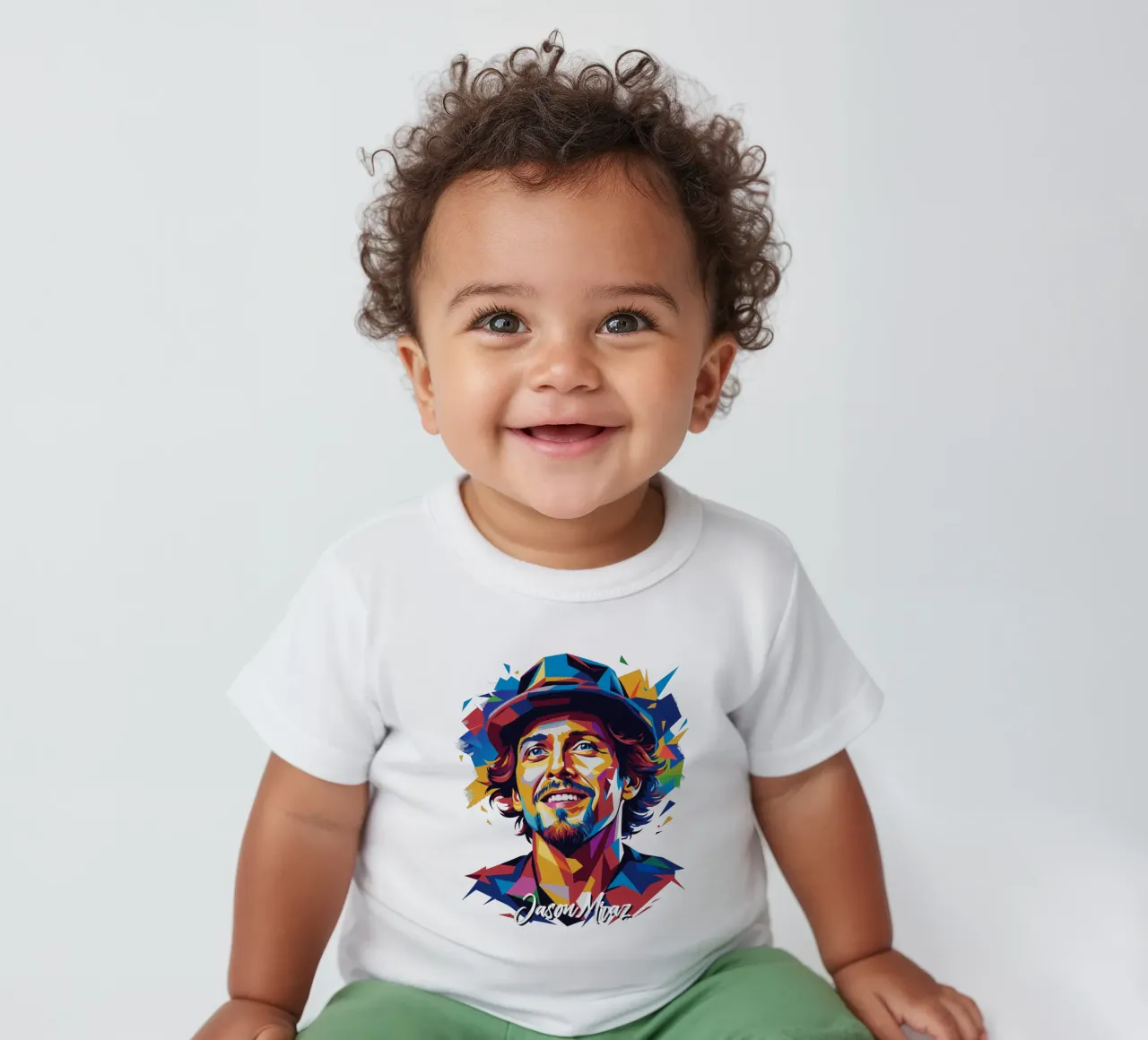 Jason Mraz Portrait in WPAP Pop Art maglietta neonato da vectorartnesia