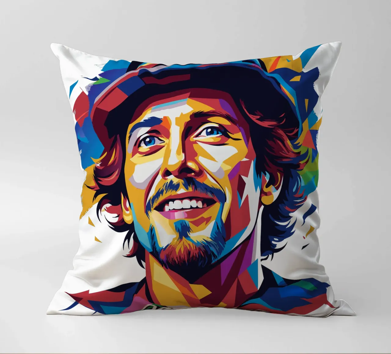 Jason Mraz Portrait in WPAP Pop Art cuscino da vectorartnesia