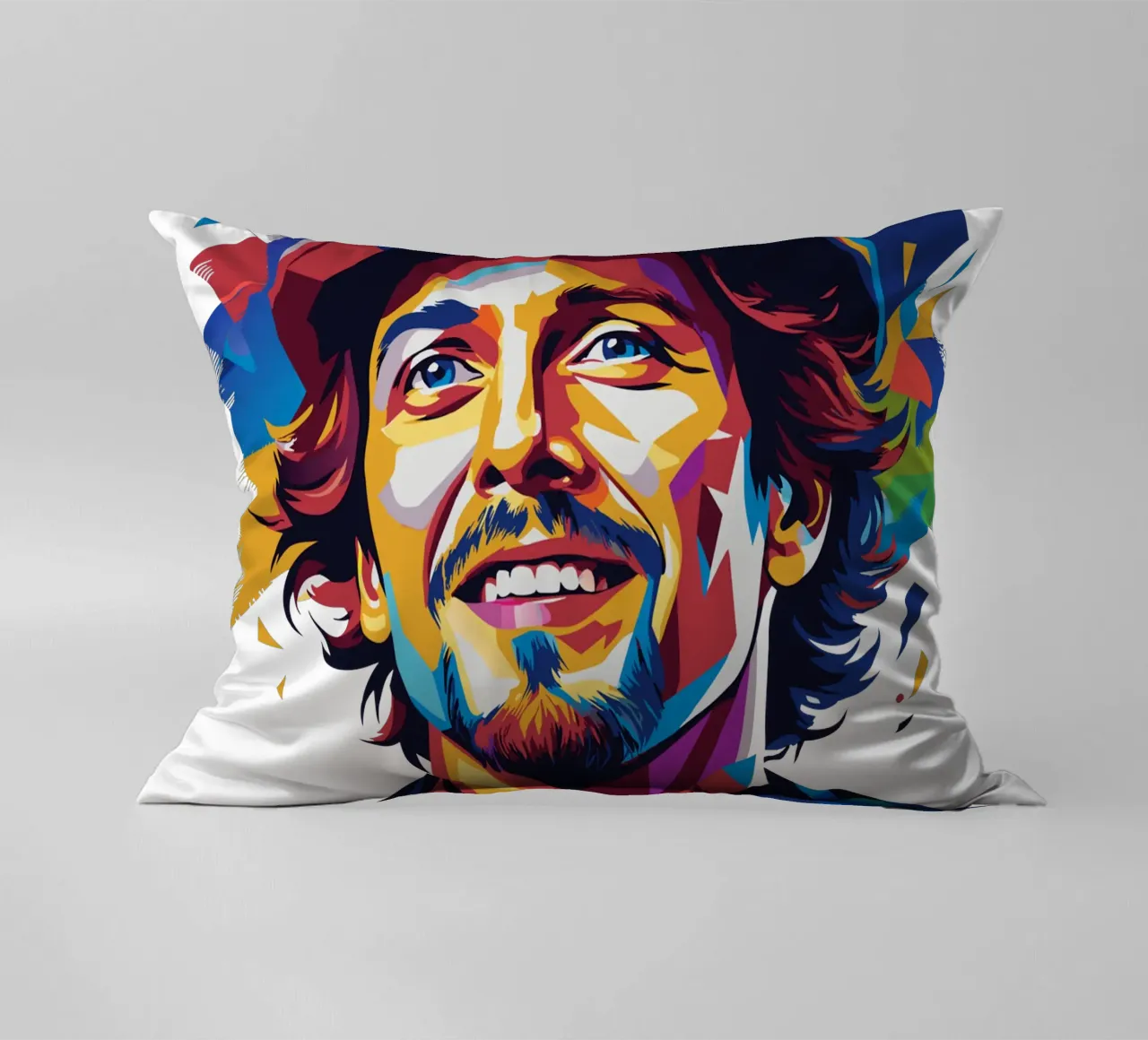 Jason Mraz Portrait in WPAP Pop Art cuscino da vectorartnesia