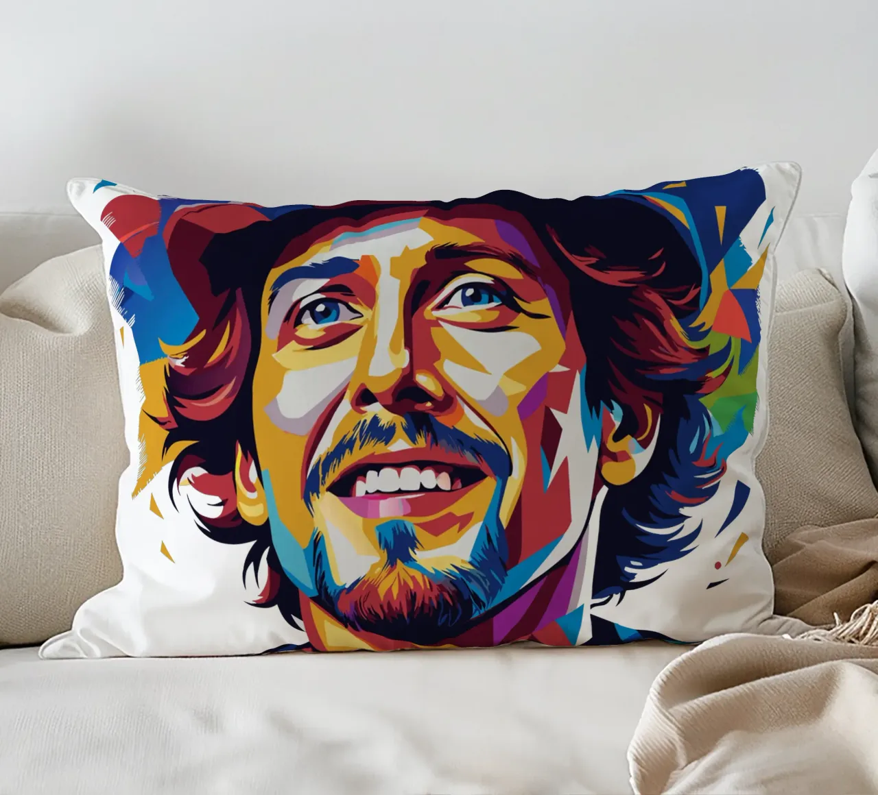 Jason Mraz Portrait in WPAP Pop Art cuscino da vectorartnesia