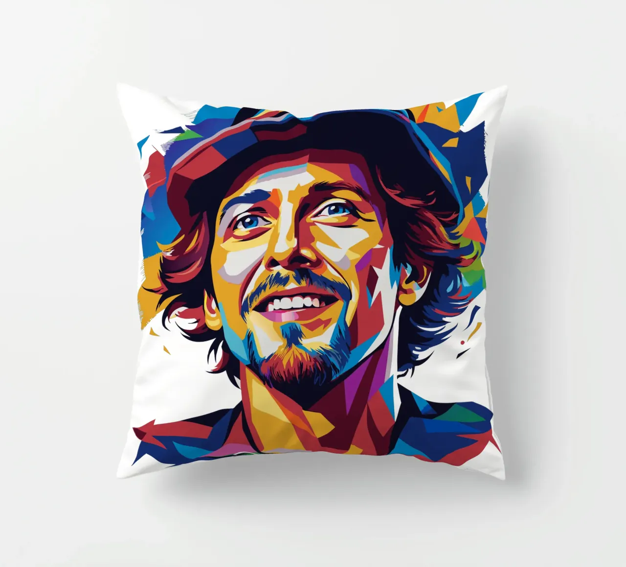 Jason Mraz Portrait in WPAP Pop Art cuscino da vectorartnesia