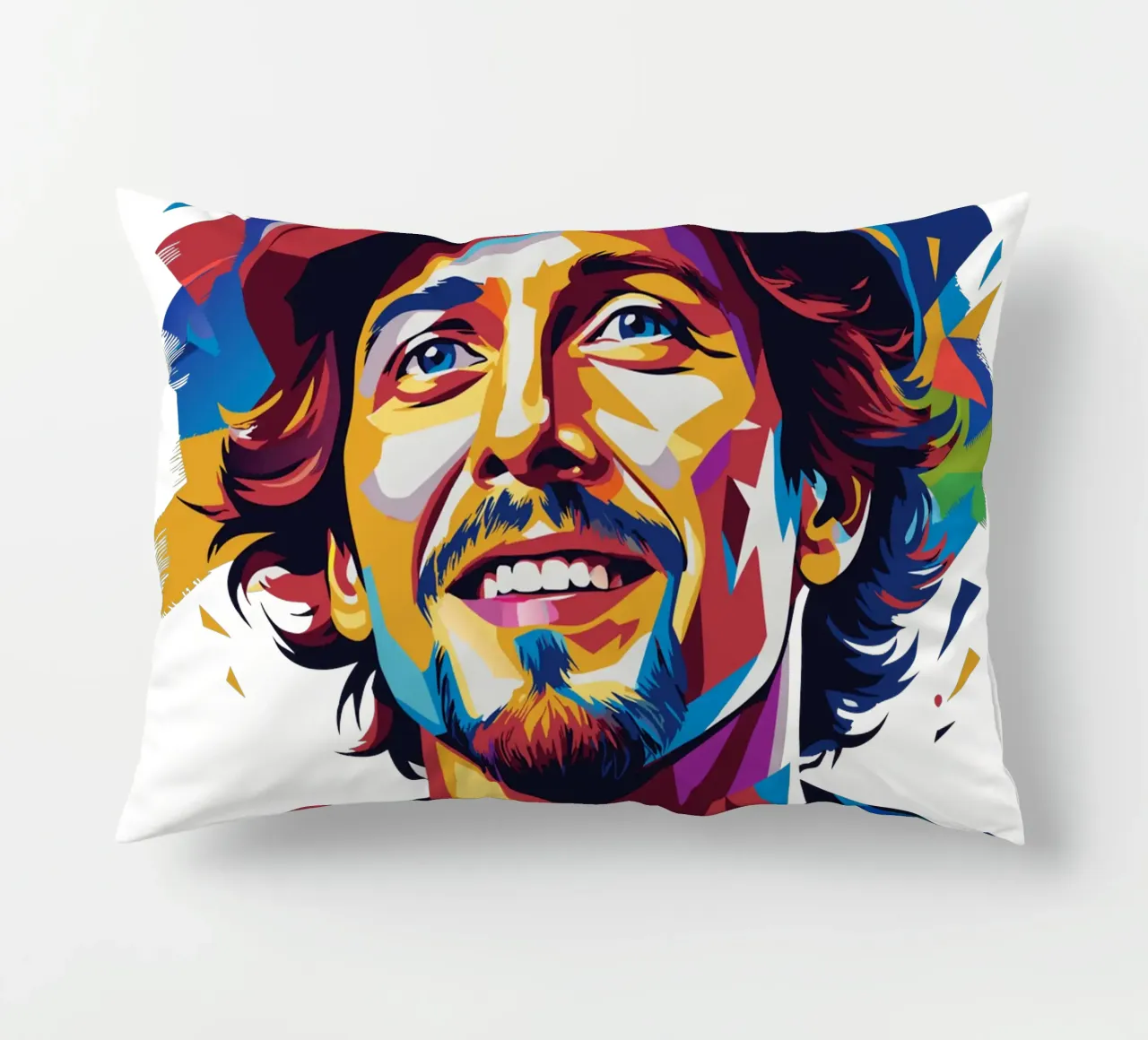 Jason Mraz Portrait in WPAP Pop Art decorative cushion by vectorartnesia