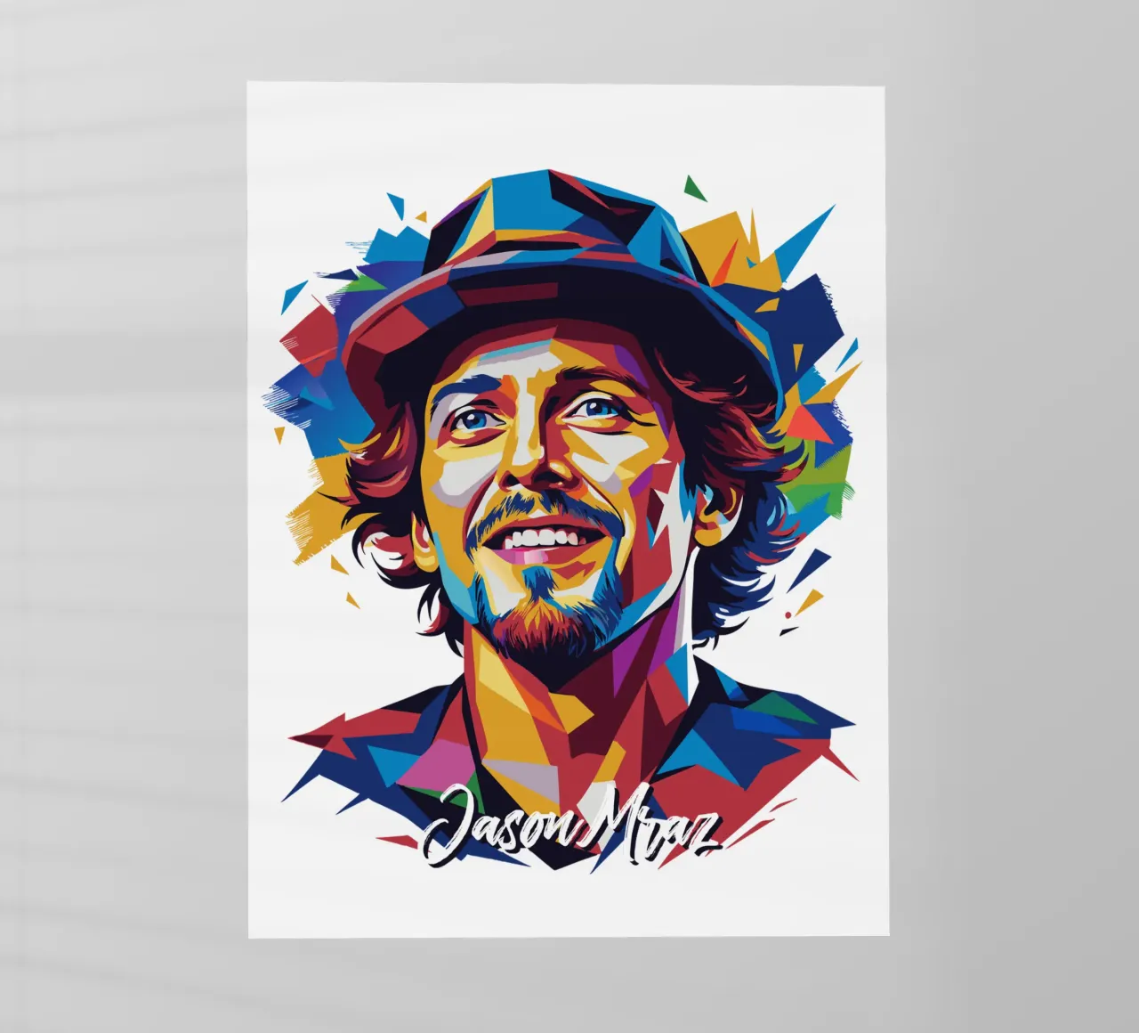 Jason Mraz Portrait in WPAP Pop Art pellicola backlit da vectorartnesia