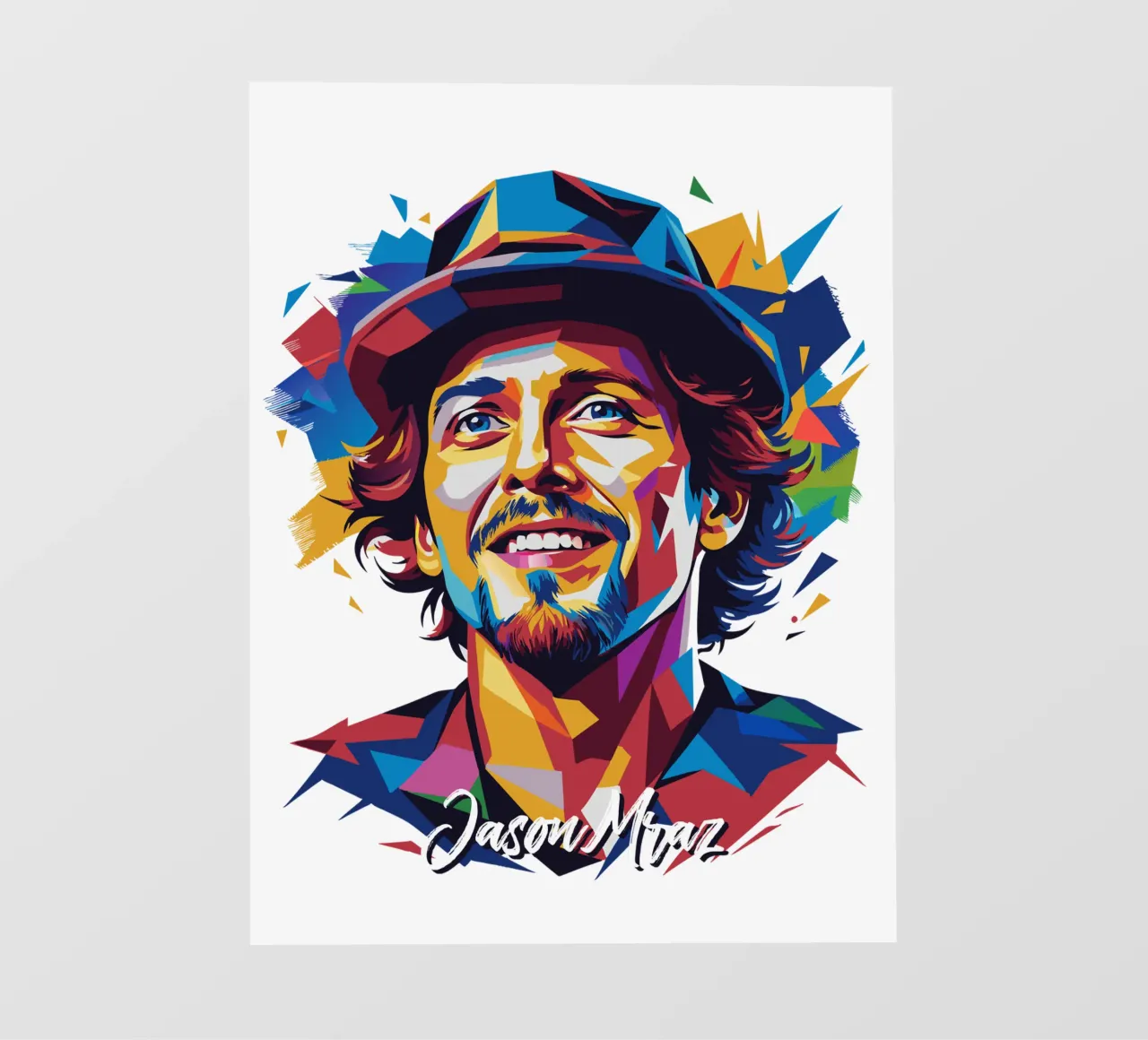 Jason Mraz Portrait in WPAP Pop Art pellicola backlit da vectorartnesia