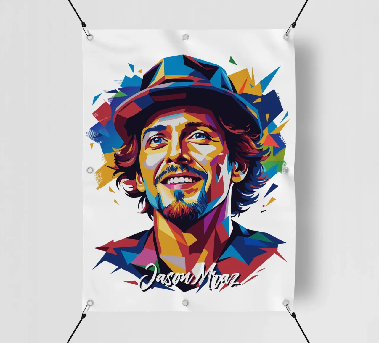Jason Mraz Portrait in WPAP Pop Art telo in pvc da vectorartnesia