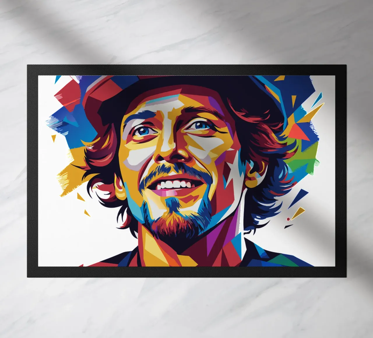 Jason Mraz Portrait in WPAP Pop Art Fußmatte von vectorartnesia