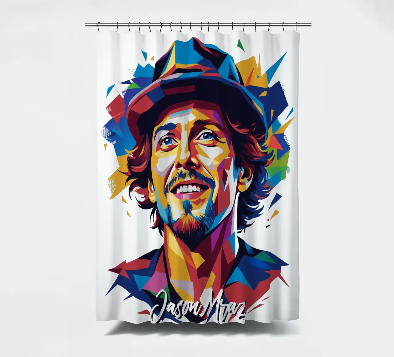 Jason Mraz Portrait in WPAP Pop Art tenda da doccia da vectorartnesia