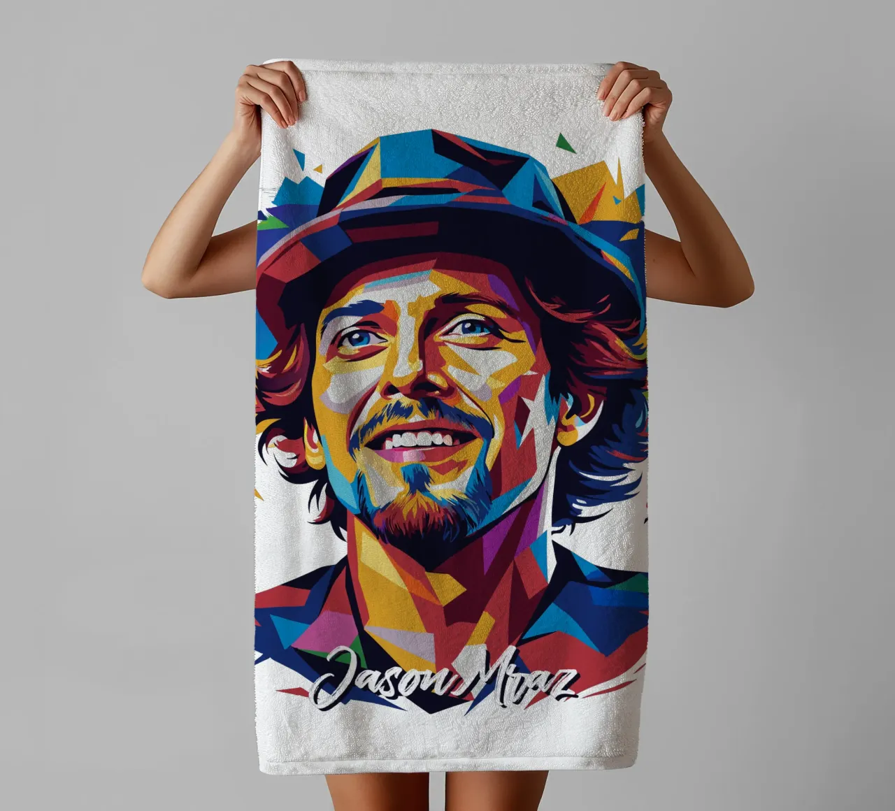 Jason Mraz Portrait in WPAP Pop Art toalla de baño de vectorartnesia