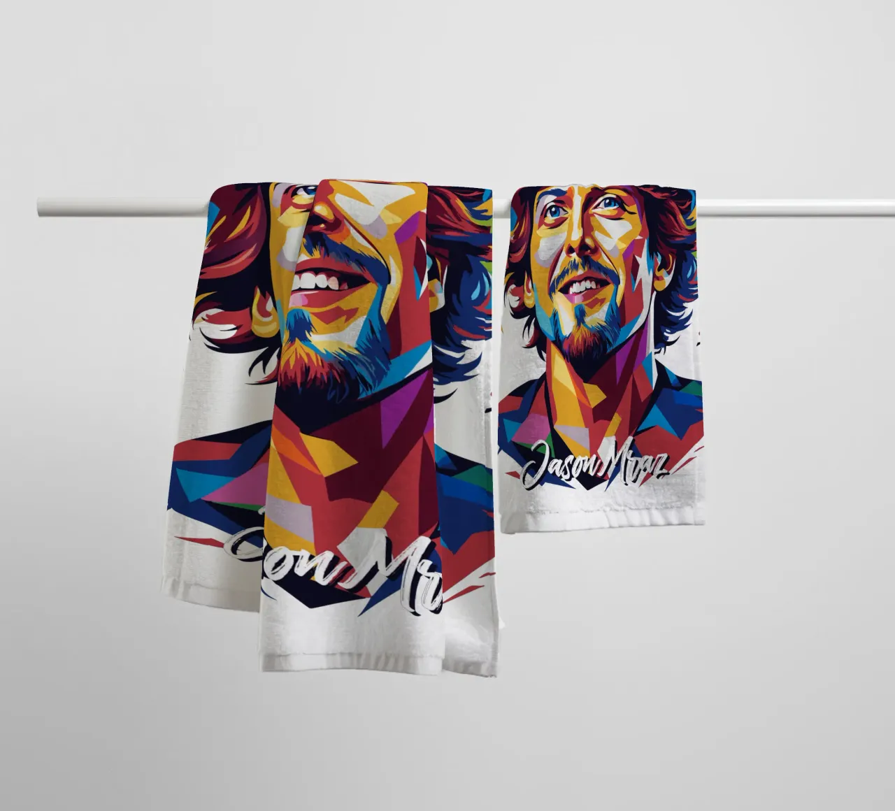 Jason Mraz Portrait in WPAP Pop Art toalla de baño de vectorartnesia