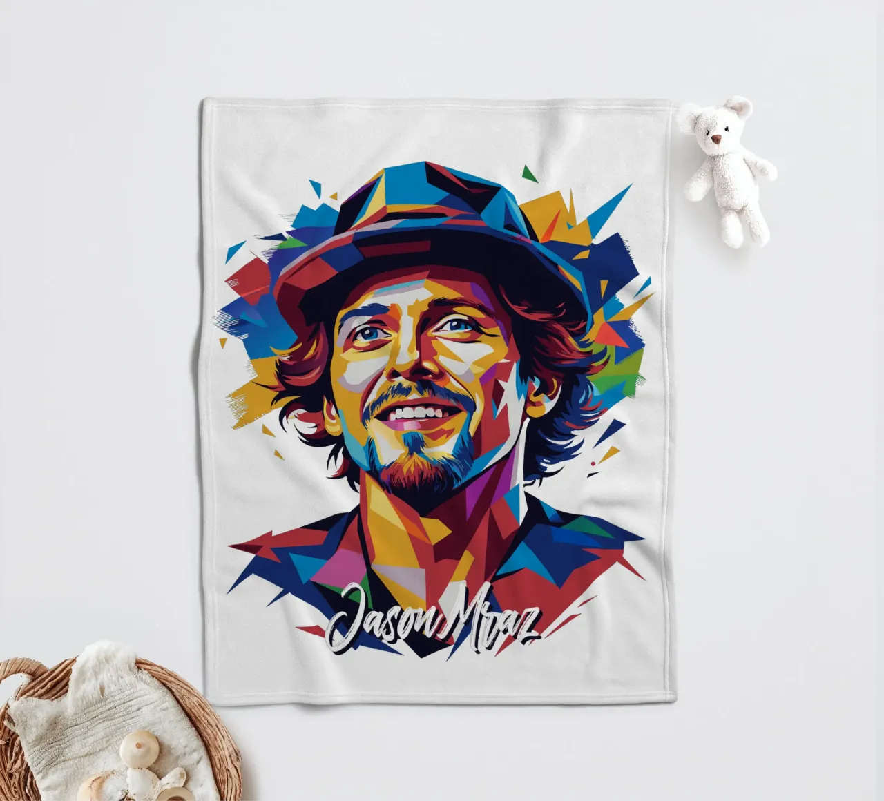 Jason Mraz Portrait in WPAP Pop Art coperta in pile da vectorartnesia