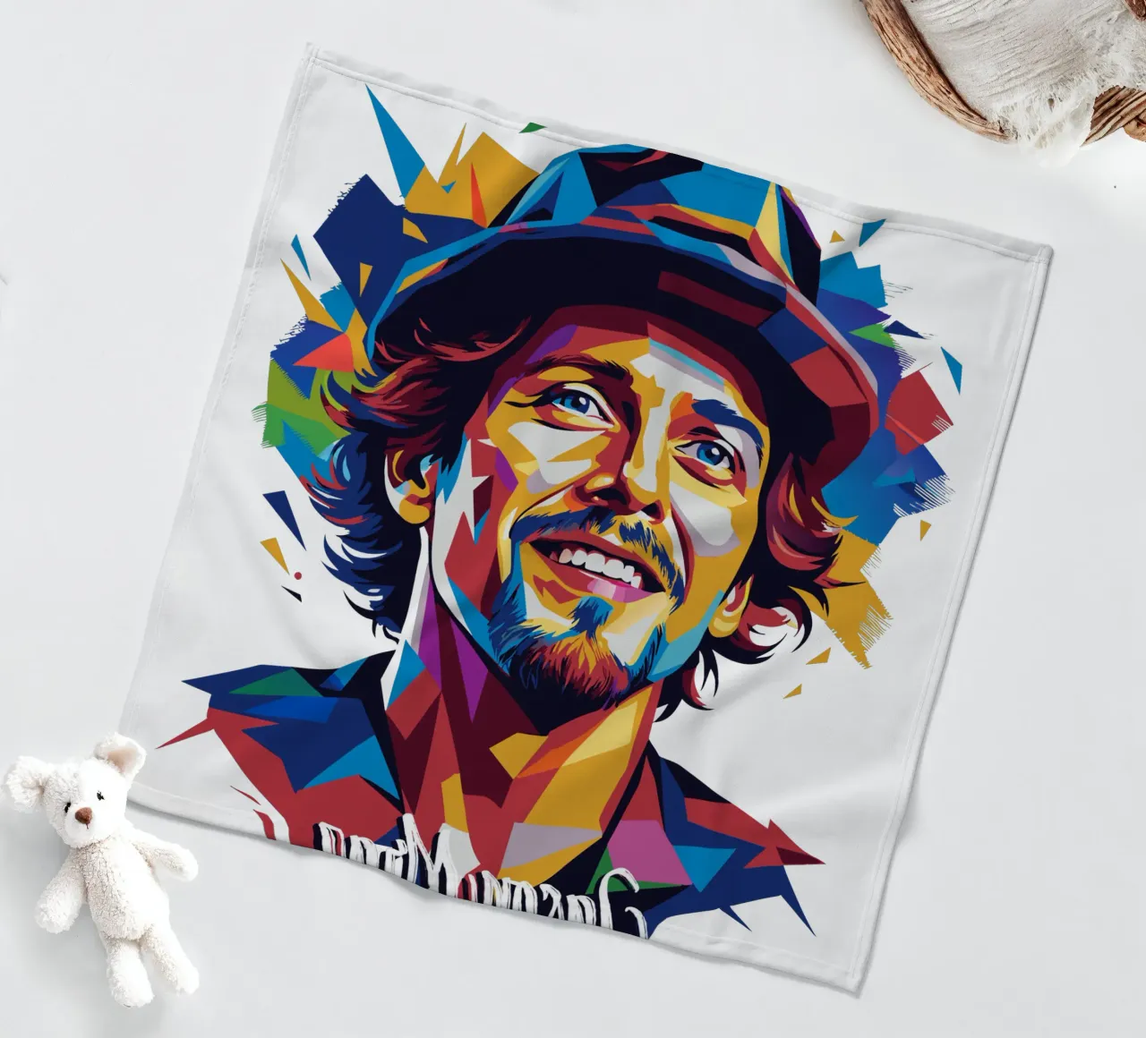 Jason Mraz Portrait in WPAP Pop Art coperta in pile da vectorartnesia