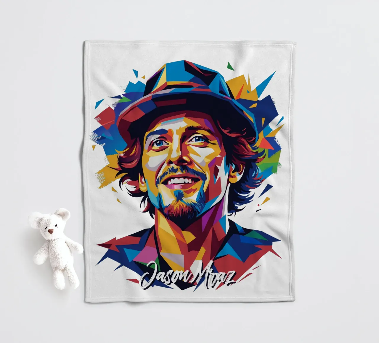 Jason Mraz Portrait in WPAP Pop Art coperta in pile da vectorartnesia