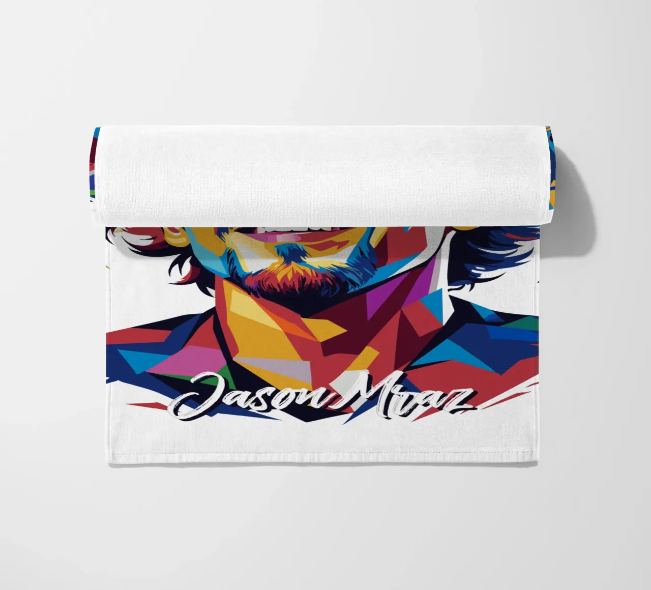 Jason Mraz Portrait in WPAP Pop Art Strandtuch von vectorartnesia