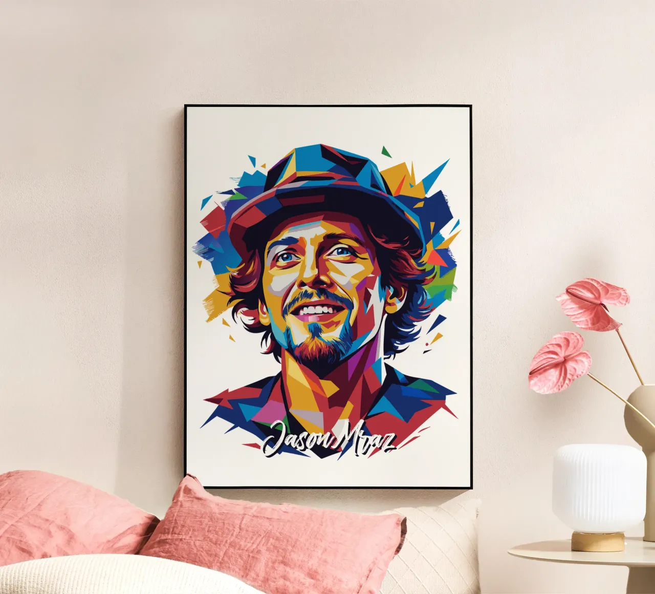 Jason Mraz Portrait in WPAP Pop Art plexiglass da vectorartnesia