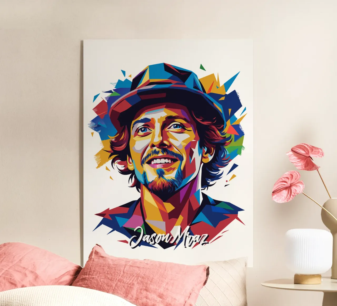 Jason Mraz Portrait in WPAP Pop Art plexiglass da vectorartnesia